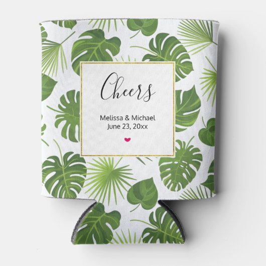 Stijlvol groen tropisch lantaarnpatroon blikjeskoeler (Voorkant)