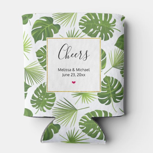 Stijlvol groen tropisch lantaarnpatroon blikjeskoeler (Achterkant)