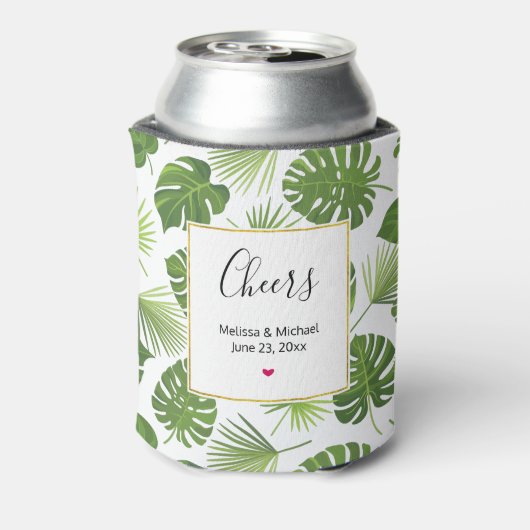 Stijlvol groen tropisch lantaarnpatroon blikjeskoeler (Blikje Achterkant)