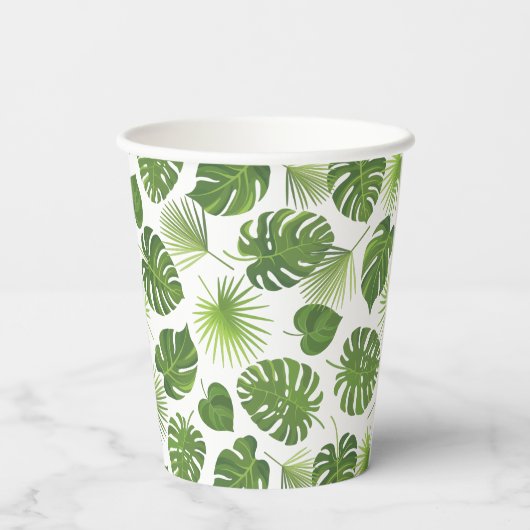 Stijlvol groen tropisch lantaarnpatroon papieren bekers (Achterkant)