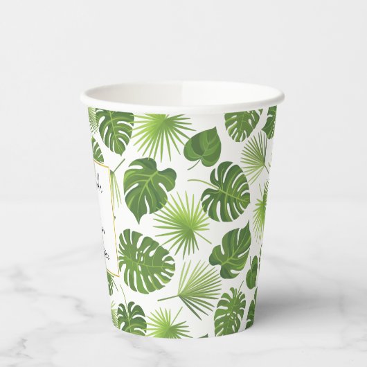 Stijlvol groen tropisch lantaarnpatroon papieren bekers (Links)