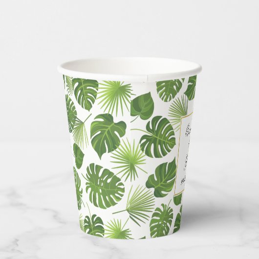 Stijlvol groen tropisch lantaarnpatroon papieren bekers (Rechts)