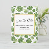 Stijlvol groen tropisch lantaarnpatroon save the date (Staand voorkant)