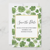 Stijlvol groen tropisch lantaarnpatroon save the date (Voorkant)