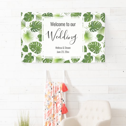 Stijlvol groen tropisch lantaarnpatroon spandoek (Insitu)