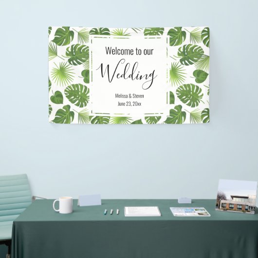 Stijlvol groen tropisch lantaarnpatroon spandoek (Beurs)