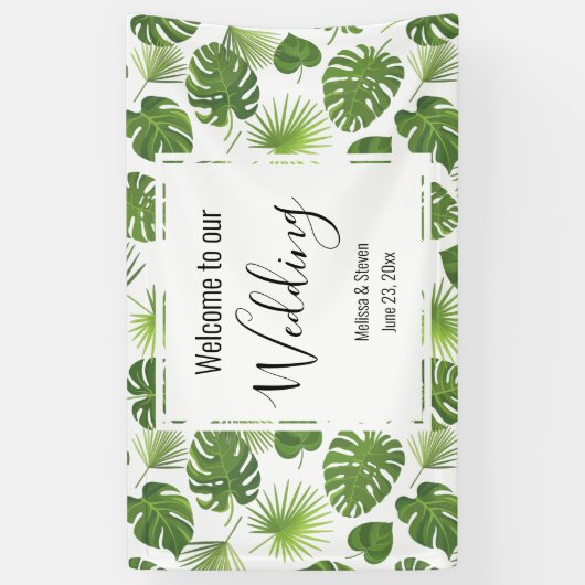 Stijlvol groen tropisch lantaarnpatroon spandoek (Verticaal)