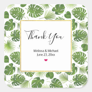 Stijlvol groen tropisch lantaarnpatroon vierkante sticker