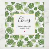 Stijlvol groen tropisch lantaarnpatroon wijn etiket (Enkel label)