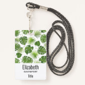 Stijlvol groen tropisch lederpatroon badge (Achterkant met draagriem)