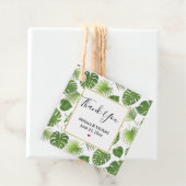 Stijlvol groen tropisch lederpatroon bedankjes labels (In situ)