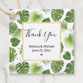 Stijlvol groen tropisch lederpatroon bedankjes labels