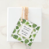 Stijlvol groen tropisch lederpatroon bedankjes labels (In situ)