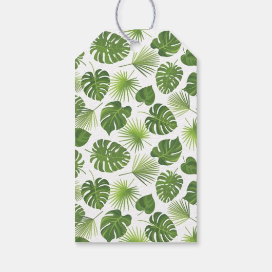 Stijlvol groen tropisch lederpatroon cadeaulabel (Achterkant)