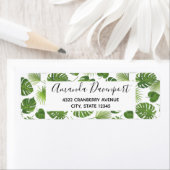 Stijlvol groen tropisch lederpatroon etiket (Insitu)