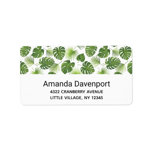 Stijlvol groen tropisch lederpatroon etiket (Voorkant)