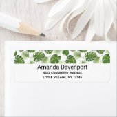 Stijlvol groen tropisch lederpatroon etiket (Insitu)