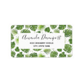 Stijlvol groen tropisch lederpatroon etiket (Voorkant)