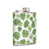 Stijlvol groen tropisch lederpatroon heupfles (Rechts)