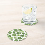 Stijlvol groen tropisch lederpatroon kartonnen onderzetters (Insitu)