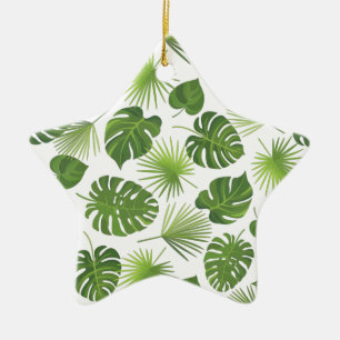 Stijlvol groen tropisch lederpatroon keramisch ornament