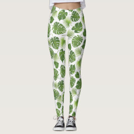Stijlvol groen tropisch lederpatroon leggings