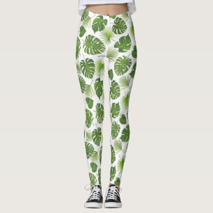 Stijlvol groen tropisch lederpatroon leggings