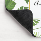 Stijlvol groen tropisch lederpatroon muismat (Hoek)