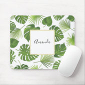 Stijlvol groen tropisch lederpatroon muismat (Met muis)