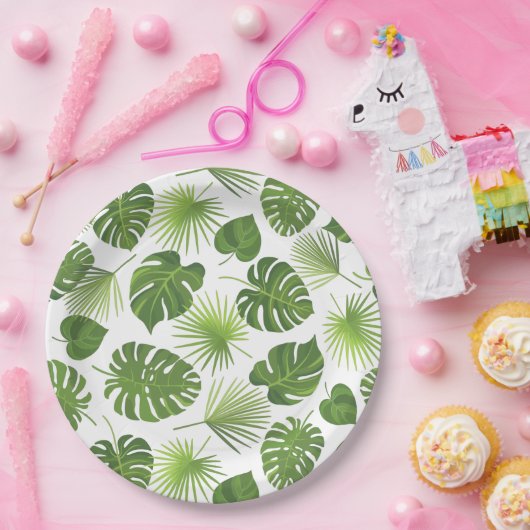 Stijlvol groen tropisch lederpatroon papieren bordje (Feest)
