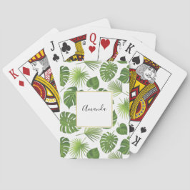 Stijlvol groen tropisch lederpatroon pokerkaarten