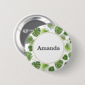 Stijlvol groen tropisch lederpatroon ronde button 5,7 cm (Voorkant /achterkant)