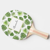 Stijlvol groen tropisch lederpatroon tafeltennisbatje (Zijkant)