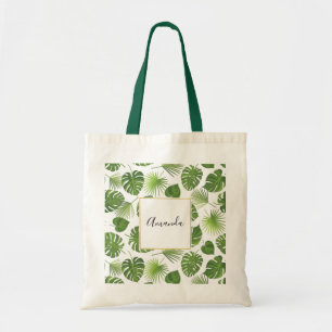 Stijlvol groen tropisch lederpatroon tote bag