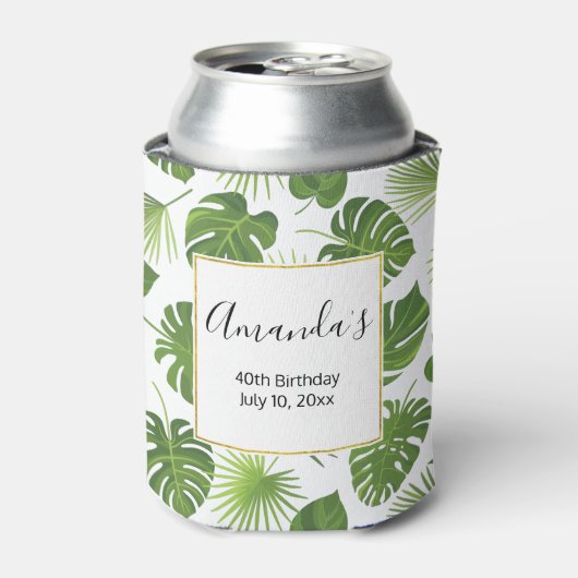 Stijlvol groen tropisch lederpatroon van afgelopen blikjeskoeler (Blikje Voorkant)
