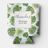 Stijlvol groen tropisch lederpatroon van afgelopen blikjeskoeler (Voorkant)