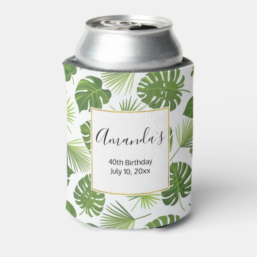 Stijlvol groen tropisch lederpatroon van afgelopen blikjeskoeler (Blikje Achterkant)
