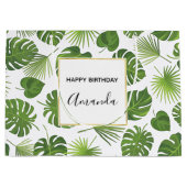 Stijlvol groen tropisch lederpatroon van afgelopen groot cadeauzakje (Voorkant)