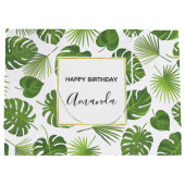 Stijlvol groen tropisch lederpatroon van afgelopen groot cadeauzakje (Achterkant)