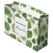 Stijlvol groen tropisch lederpatroon van afgelopen groot cadeauzakje (Achterkant Gekanteld)