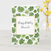 Stijlvol groen tropisch lederpatroon van afgelopen kaart (Gele Bloem)