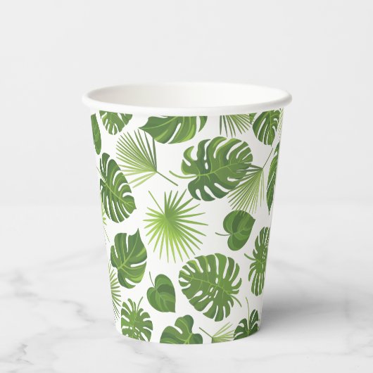 Stijlvol groen tropisch lederpatroon van afgelopen papieren bekers (Achterkant)
