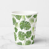 Stijlvol groen tropisch lederpatroon van afgelopen papieren bekers (Rechts)