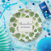 Stijlvol groen tropisch lederpatroon van afgelopen papieren bordje (Feest)