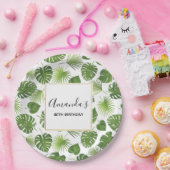 Stijlvol groen tropisch lederpatroon van afgelopen papieren bordje (Feest)