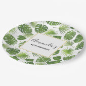 Stijlvol groen tropisch lederpatroon van afgelopen papieren bordje (Gekanteld)