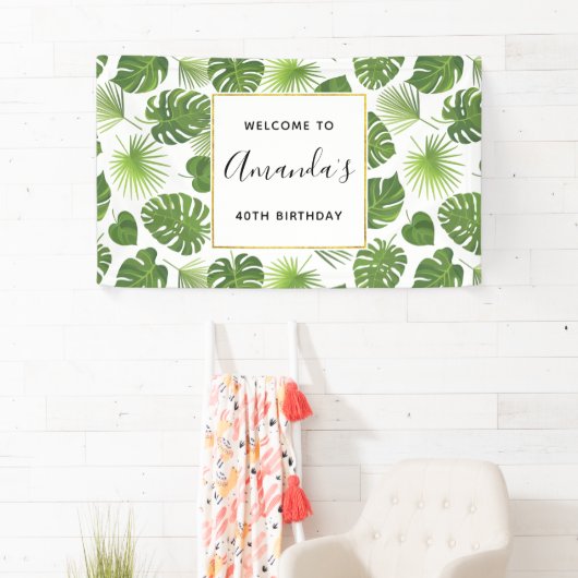 Stijlvol groen tropisch lederpatroon van afgelopen spandoek (Insitu)