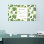 Stijlvol groen tropisch lederpatroon van afgelopen spandoek (Beurs)