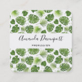 Stijlvol groen tropisch lederpatroon vierkante visitekaartje (Voorkant)