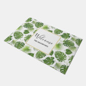 Stijlvol groen Tropisch Leidingspatroon Welkom Deurmat (Schuin)